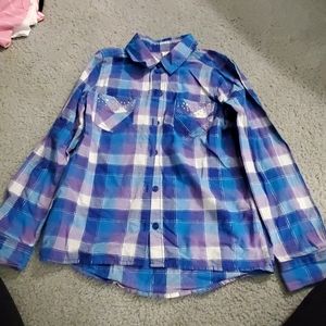 Girls size M 7/8 plaid button long sleeve shirt